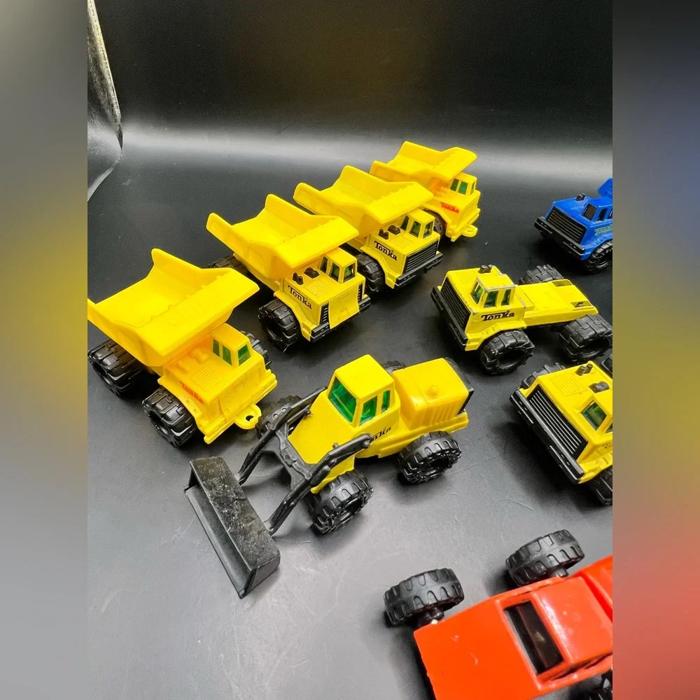 Tonka-Construction/Rescue‎ Vehicle Set-Red,Yellow, Green,Set of 14, 1992 & 1994